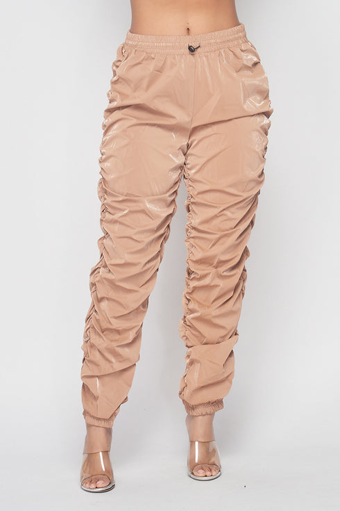 Metallic Reflective Pants Hip Hope Harem Joggers - Beige - SohoGirl.com